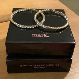 2013 Avon's Mark: Glimmer of Hoop Gold and Rhinestone 2" Pierced Earrings